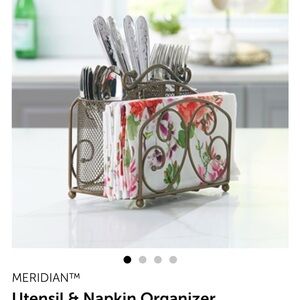 Princess House Utensil & Napkin Organizer with Floral Design